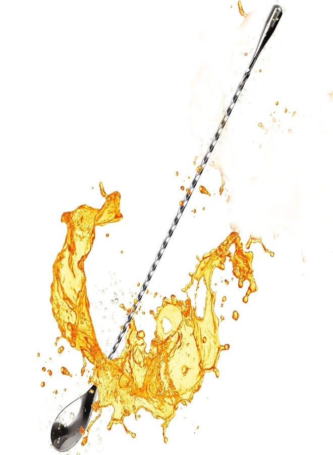 FINALITY ملعقة بار من الفولاذ المقاوم للصدأ بتصميم دمعة ملتوية مع مدقة ومطرقة من مادة PVC سوداء، مثالية لتحضير الكوكتيلات والموكتيلات - طقم من قطعتين - Image 3